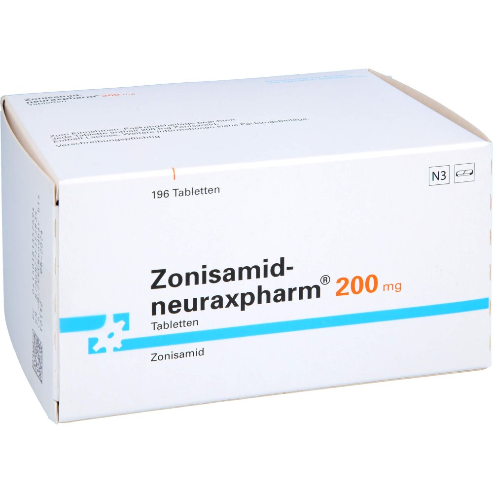 Das Produktfoto zeigt Zonisamid-Neuraxpharm 200 Mg Tabletten (196 stk) PZN 18135769