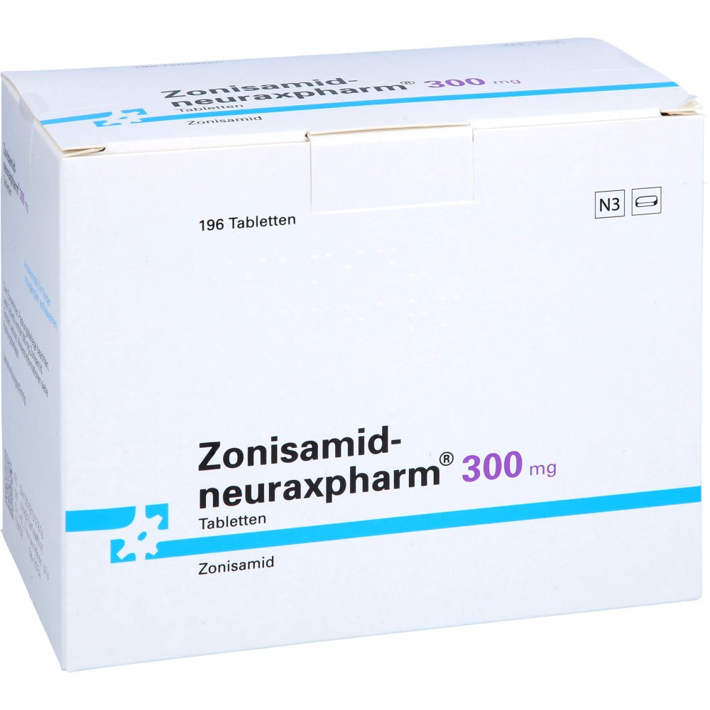 Das Produktfoto zeigt Zonisamid-Neuraxpharm 300 Mg Tabletten (196 stk) PZN 18135781