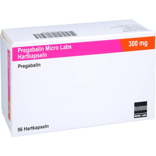 Das Produktfoto zeigt Pregabalin Micro Labs 300 Mg Hartkapseln (56 stk) PZN 18153678