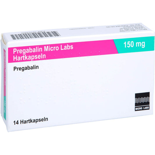 Das Produktfoto zeigt Pregabalin Micro Labs 150 Mg Hartkapseln (14 stk) PZN 18153922