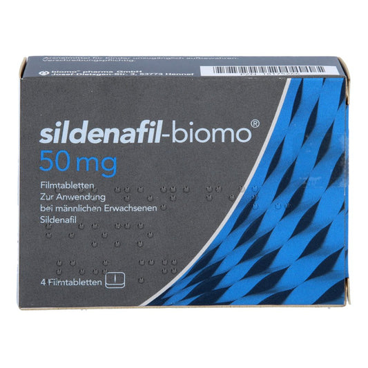 Das Produktfoto zeigt Sildenafil-Biomo 50 Mg Filmtabletten (4 stk) PZN 18175266