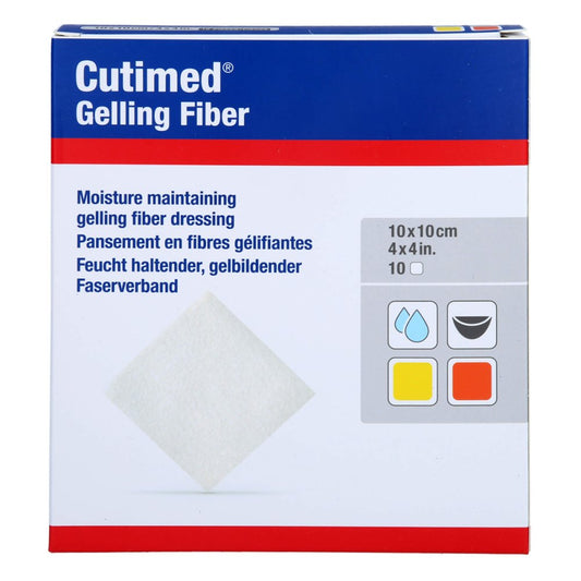 Das Produktfoto zeigt Cutimed Gelling Fiber Kom.10x10 Cm Hydrofaserverb. (10 stk) PZN 18192023
