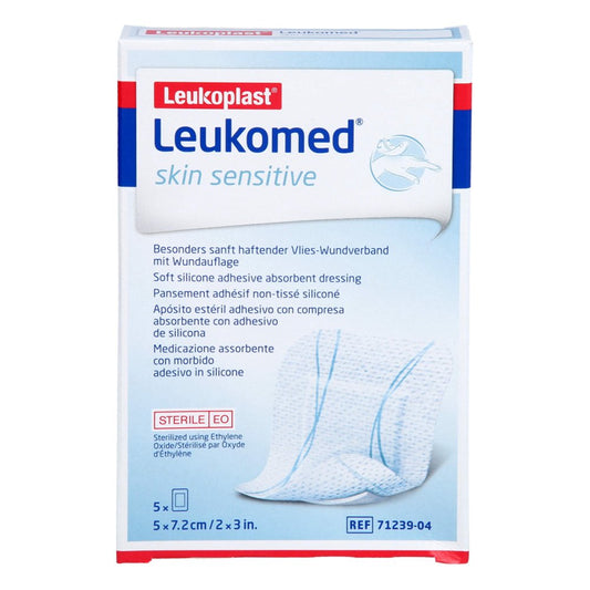 Das Produktfoto zeigt Leukomed Skin Sensitive Steril 5x7,2 Cm (5 stk) PZN 18192069