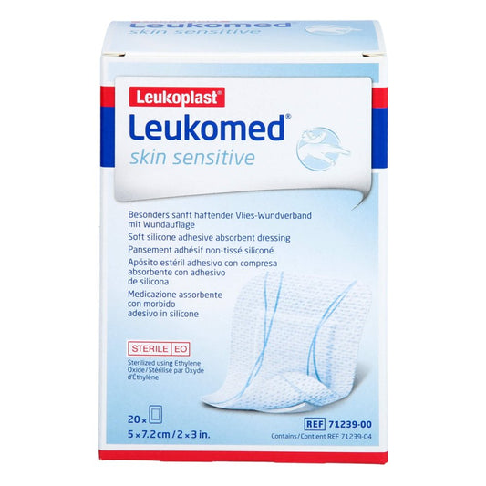 Das Produktfoto zeigt Leukomed Skin Sensitive Steril 5x7,2 Cm (20 stk) PZN 18192075