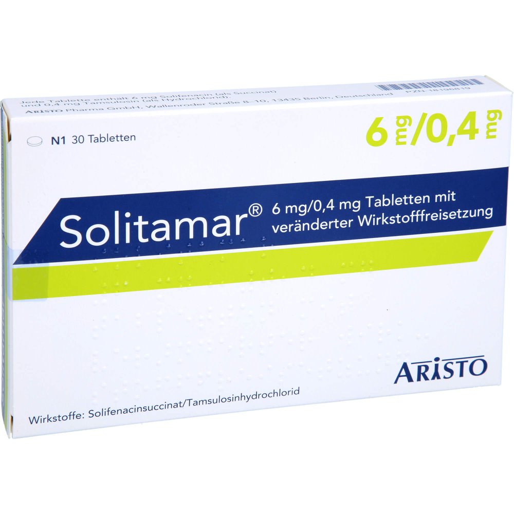 Das Produktfoto zeigt Solitamar 6 Mg/0,4 Mg Tab.M.Veränd.Wirkst.-Frs. (30 stk) PZN 18196819