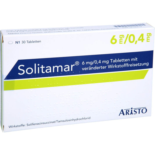Das Produktfoto zeigt Solitamar 6 Mg/0,4 Mg Tab.M.Veränd.Wirkst.-Frs. (30 stk) PZN 18196819