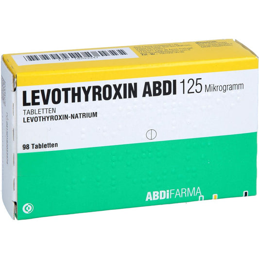 Das Produktfoto zeigt Levothyroxin Abdi 125 Mikrogramm Tabletten (98 stk) PZN 18203347