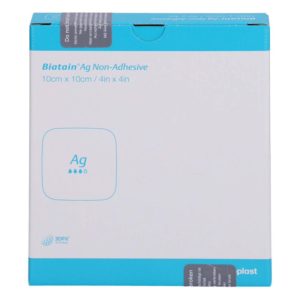 Das Produktfoto zeigt Biatain Ag Schaumverband 10x10 Cm Nicht Haftend (5 stk) PZN 18228577
