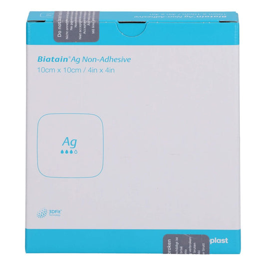 Das Produktfoto zeigt Biatain Ag Schaumverband 10x10 Cm Nicht Haftend (5 stk) PZN 18228577