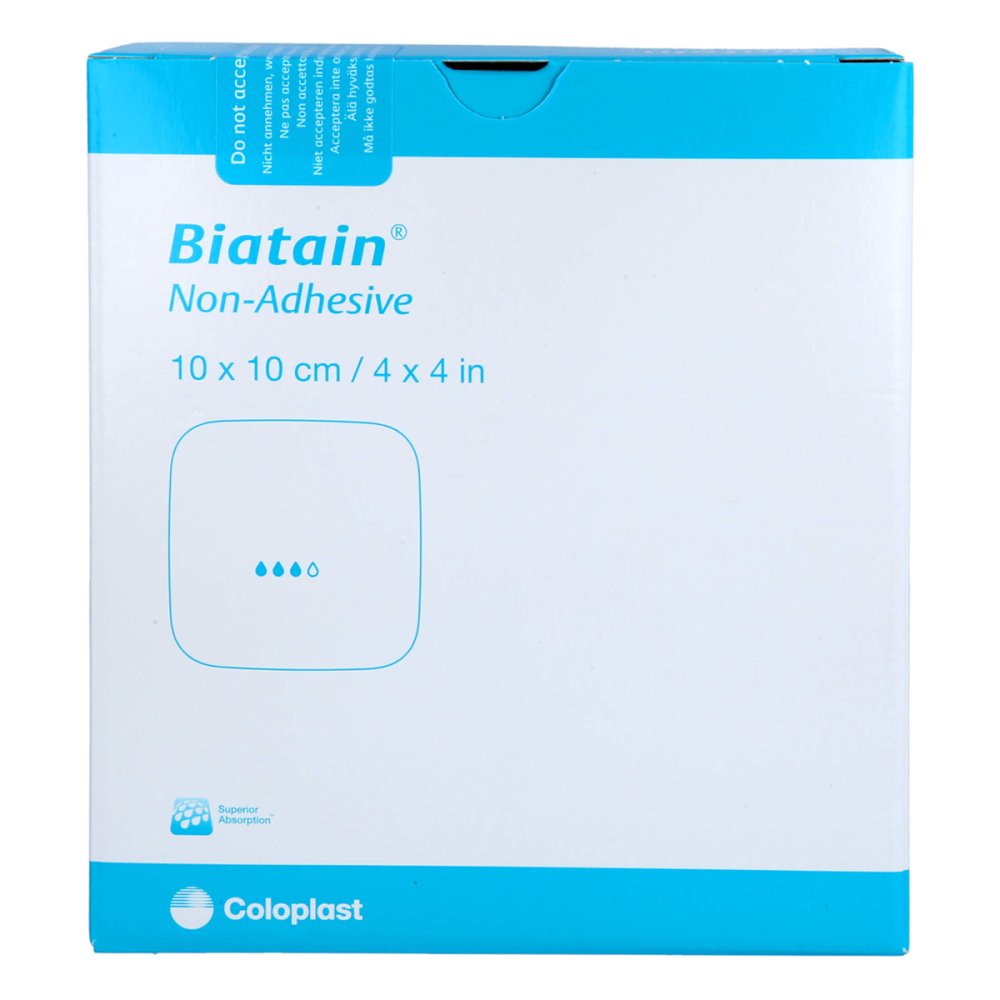 Das Produktfoto zeigt Biatain Schaumverband 10x10 Cm Nicht Haftend (10 stk) PZN 18228583