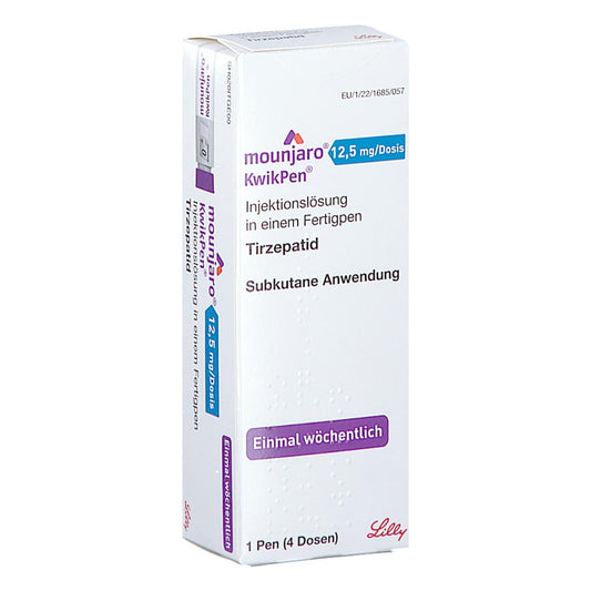Das Produktfoto zeigt Mounjaro 12,5 Mg/Dosis Kwikpen Inj.-Lsg.Fertigpen (1 stk) PZN 18241170