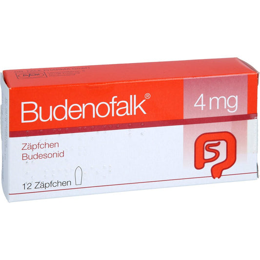 Das Produktfoto zeigt Budenofalk 4 Mg Zäpfchen (12 stk) PZN 18248172