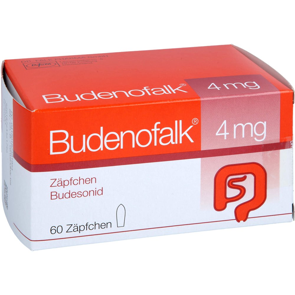 Das Produktfoto zeigt Budenofalk 4 Mg Zäpfchen (60 stk) PZN 18248195