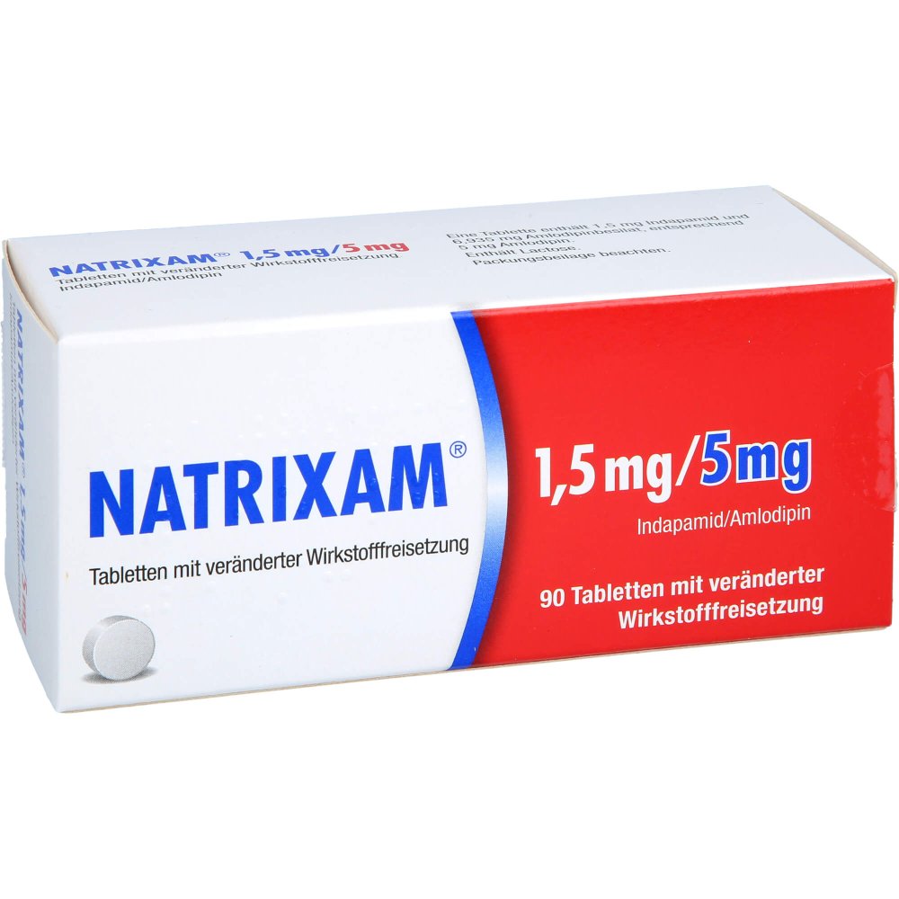 Das Produktfoto zeigt Natrixam 1,5 Mg/5 Mg Tab.M.Veränd.Wirkst.-Frs. (90 stk) PZN 18254712