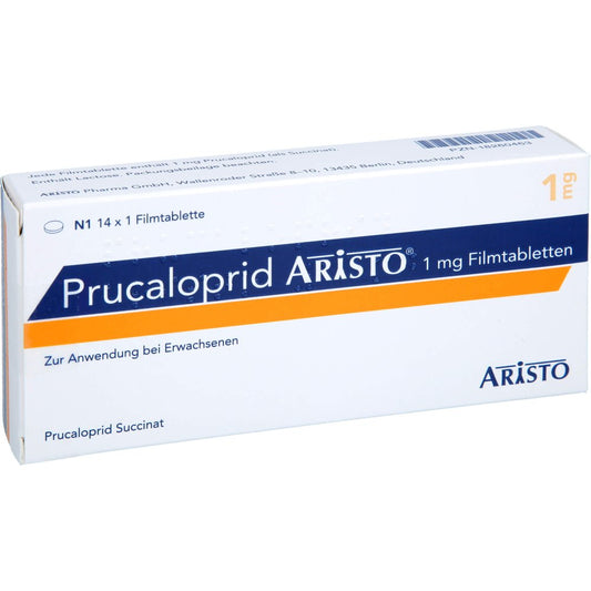 Das Produktfoto zeigt Prucaloprid Aristo 1 Mg Filmtabletten (14 stk) PZN 18260463