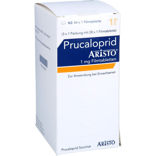 Das Produktfoto zeigt Prucaloprid Aristo 1 Mg Filmtabletten (84 stk) PZN 18260492