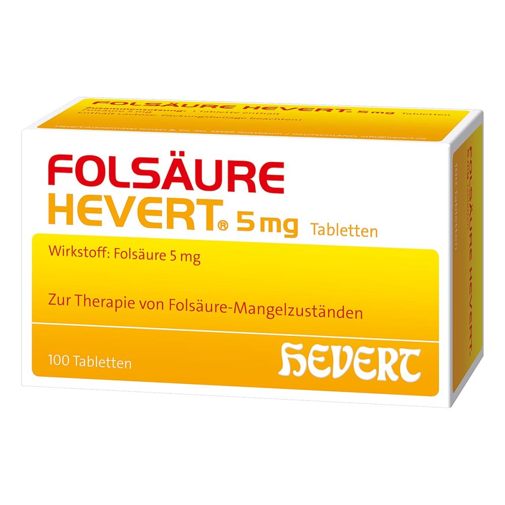 Folsäure Hevert 5 Mg Tabletten (100 stk)