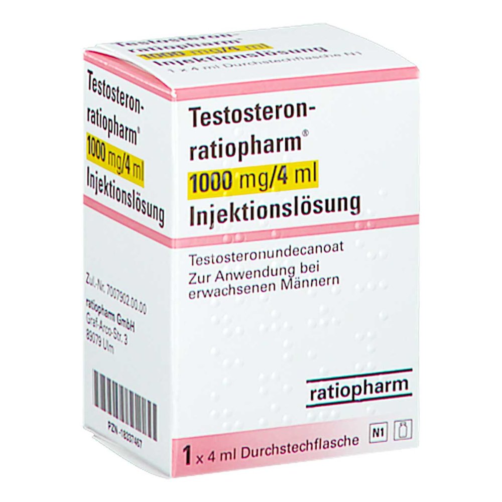 Testosteron-Ratiopharm 1000 Mg/4 Ml Inj.-Lsg.Dsfl. (1 stk)