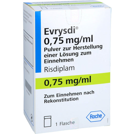 Das Produktfoto zeigt Evrysdi 0,75 Mg/Ml Plv.Z.H.E.L.Z.Einn.Ab 0 Monaten (1 stk) PZN 18360880