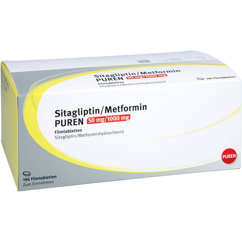 Das Produktfoto zeigt Sitagliptin/Metformin Puren 50 Mg/1000 Mg Filmtab. (196 stk) PZN 18361885