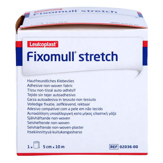 Das Produktfoto zeigt Fixomull Stretch 5 Cmx10 M (1 stk) PZN 18395252