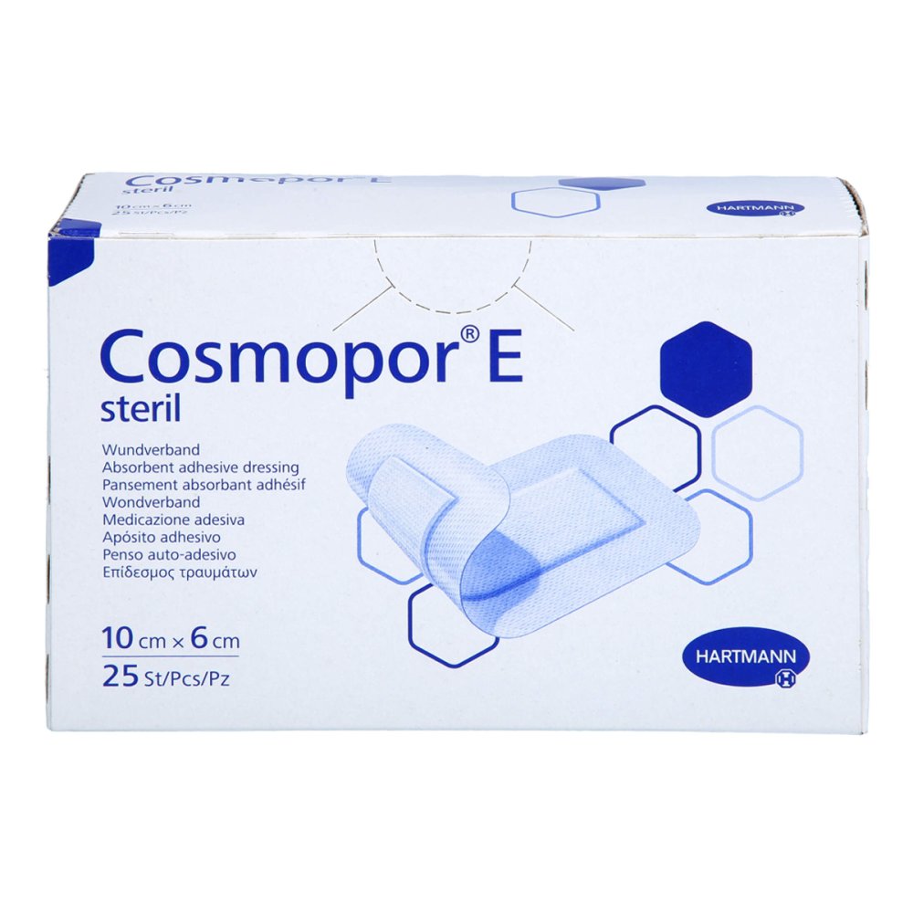 Das Produktfoto zeigt Cosmopor E Steril Wundverband 6x10 Cm (25 stk) PZN 18469855