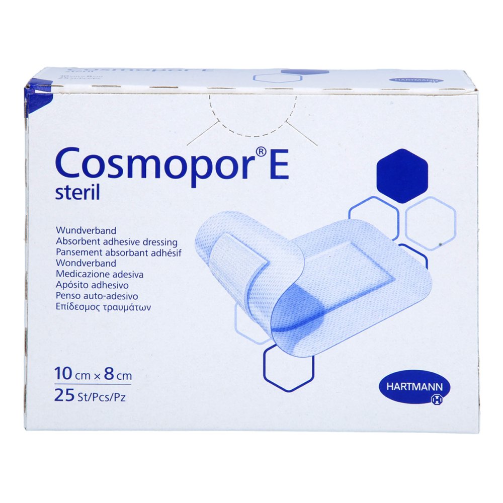 Das Produktfoto zeigt Cosmopor E Steril Wundverband 8x10 Cm (25 stk) PZN 18469878