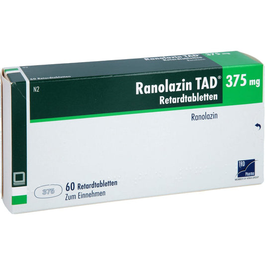 Das Produktfoto zeigt Ranolazin Tad 375 Mg Retardtabletten (60 stk) PZN 18600812