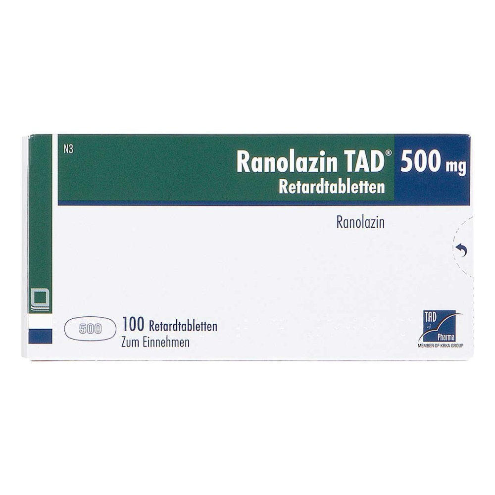 Das Produktfoto zeigt Ranolazin Tad 500 Mg Retardtabletten (100 stk) PZN 18600864