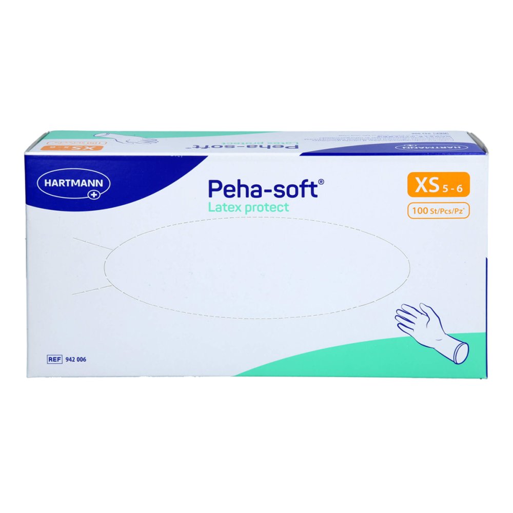 Das Produktfoto zeigt Peha-Soft Latex Protect Unt.Hands.Unsteril Pf Xs (100 stk) PZN 18605672
