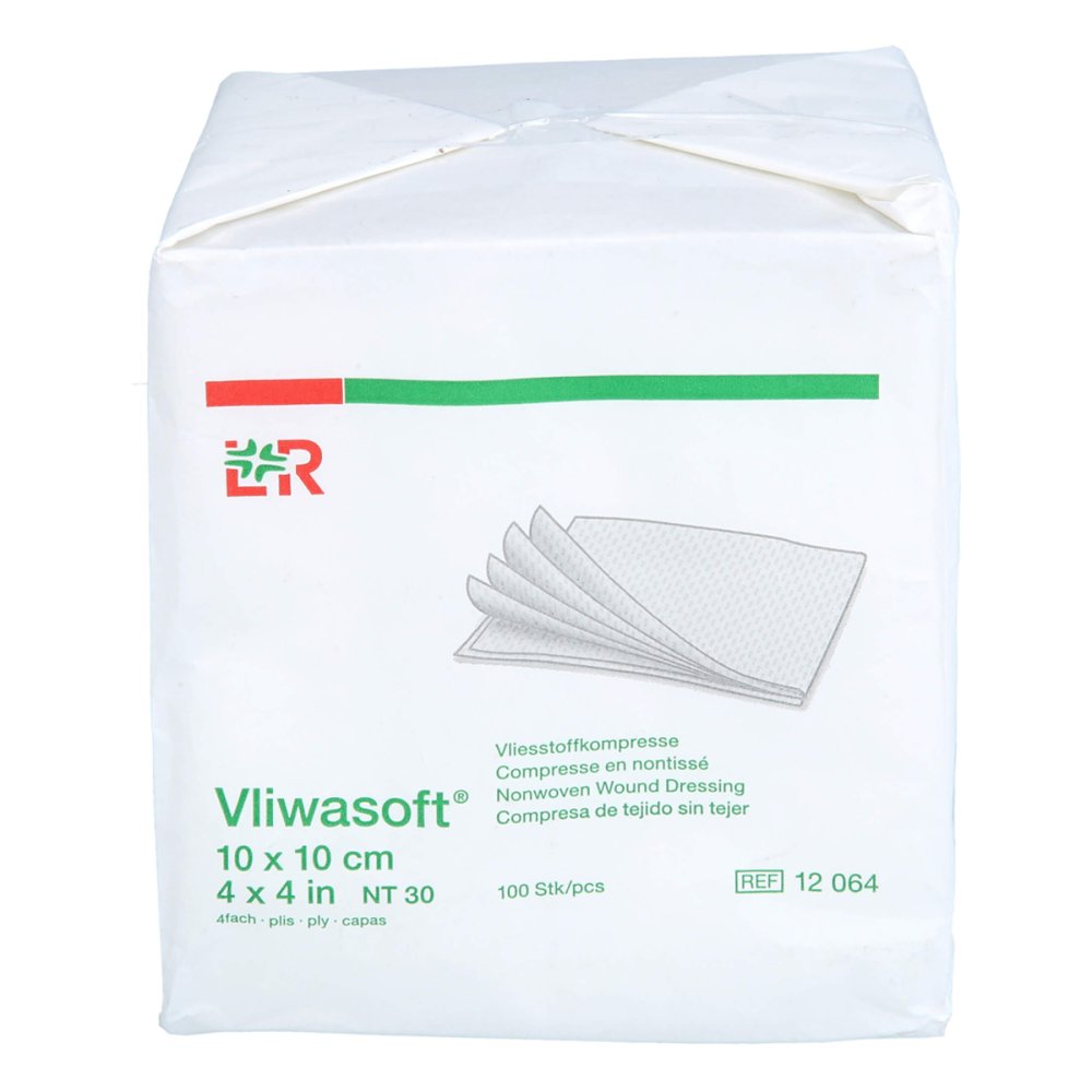 Das Produktfoto zeigt Vliwasoft Vlieskompressen Unsteril 10x10 Cm 4l. (100 stk) PZN 18658639