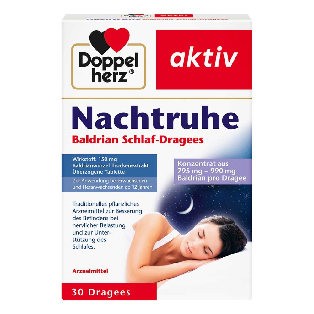 Doppelherz Nachtruhe Baldrian Schlaf-Dragees (30 stk)