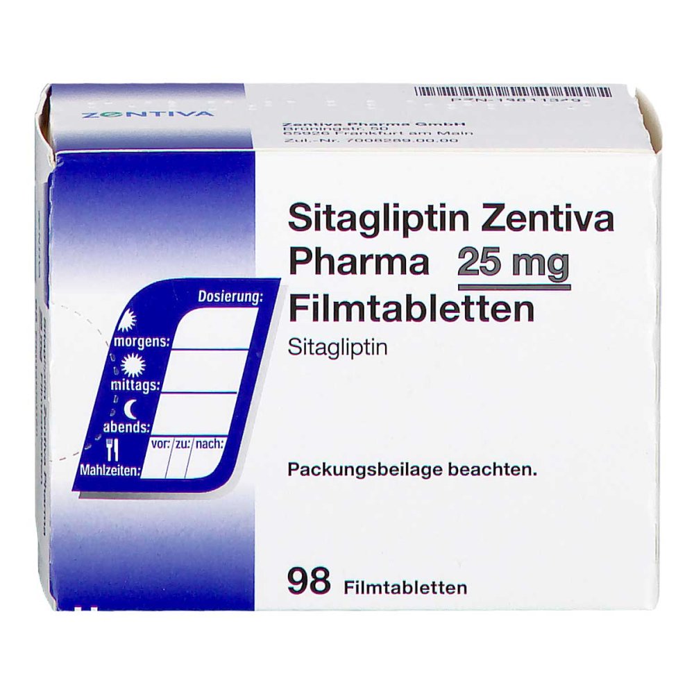 Sitagliptin Zentiva Pharma 25 Mg Filmtabletten (98 stk)