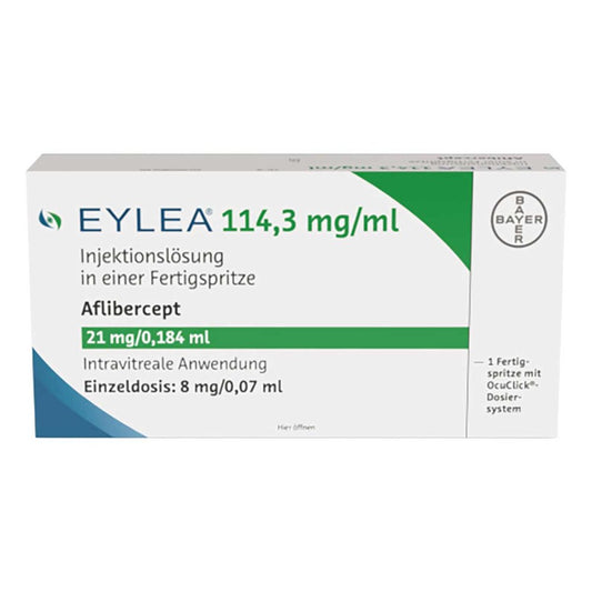 Das Produktfoto zeigt Eylea 114,3 Mg/Ml Injektionslösung I.E.Fertigspr. (1 stk) PZN 19093582