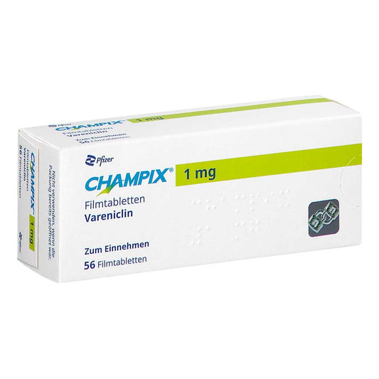 Das Produktfoto zeigt Champix 1 Mg Filmtabletten Folgepackung (56 stk) PZN 19142346