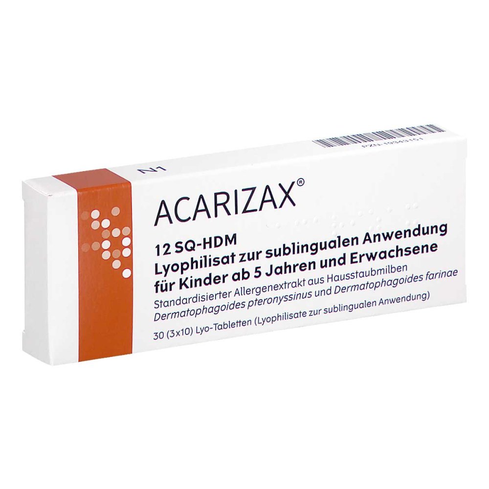 Acarizax 12 Sq-Hdm Lyophil.Z.Subl.Anw.Kdr Ab5+Erw (30 stk)