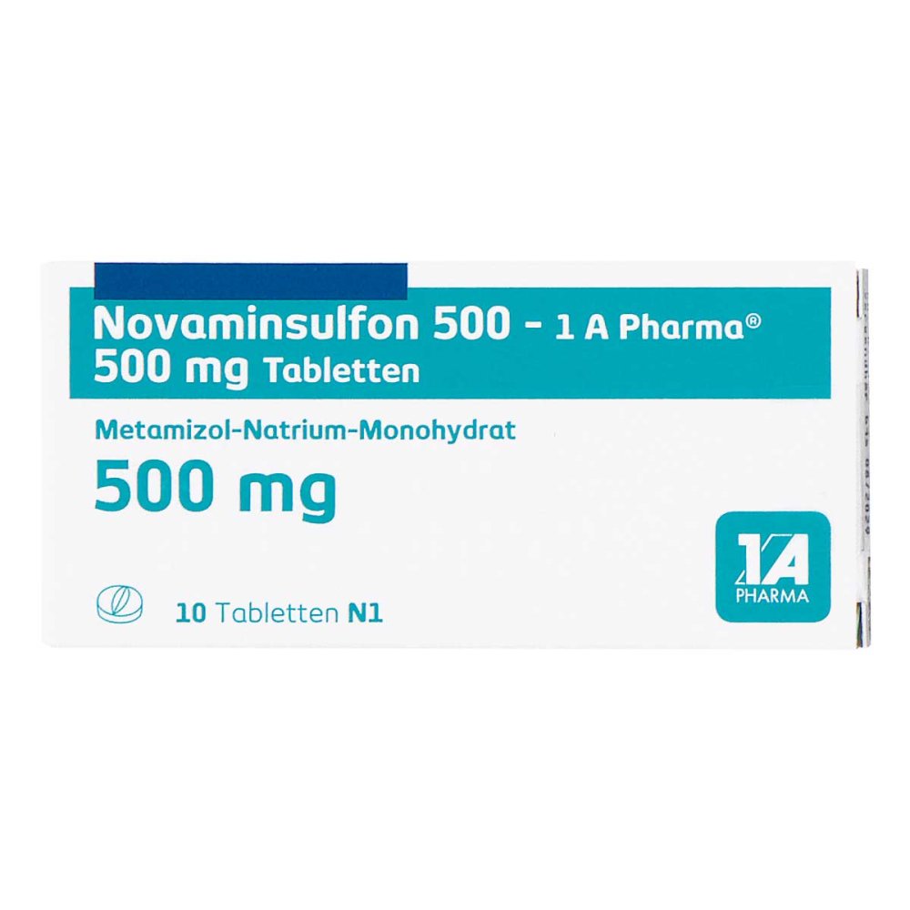 Das Produktfoto zeigt Novaminsulfon 500-1a Pharma Tabletten (10 stk) PZN 19352210