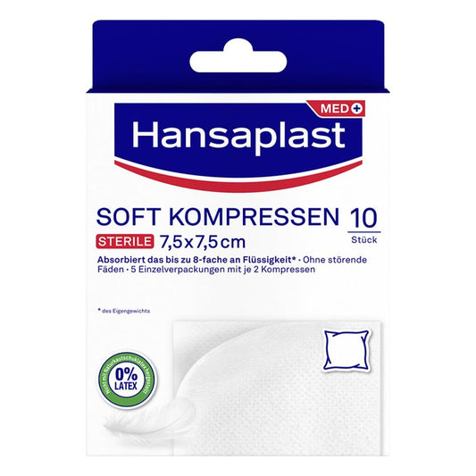 Hansaplast Soft Kompressen 7,5x7,5 Cm Steril (5X2 stk)