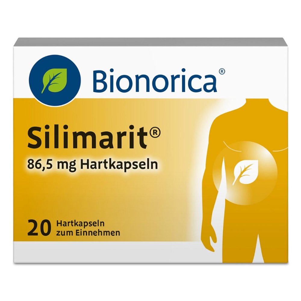 Das Produktfoto zeigt Silimarit 86,5 Mg Hartkapseln (20 stk) PZN 19981236