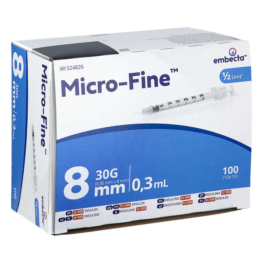 Micro-Fine Insulinspritze U100 0,3x8 Mm (100 stk)