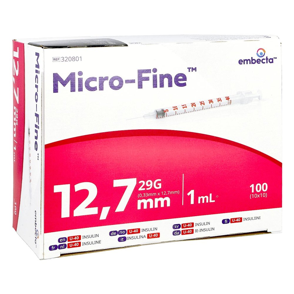 Micro-Fine Insulinspritze U40 12,7 Mm (100 stk)