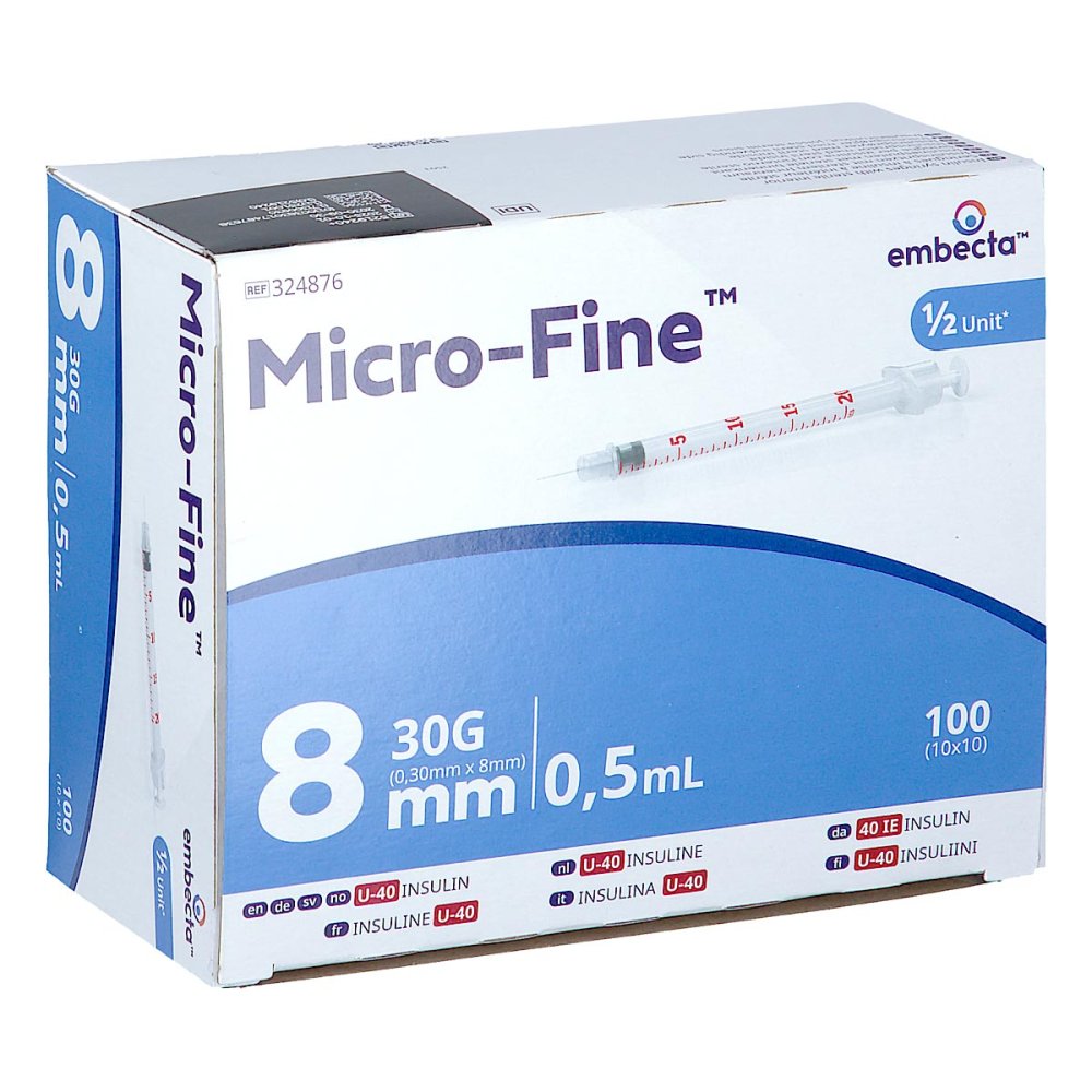 Micro-Fine Insulinspritze U40 8 Mm (100 stk)