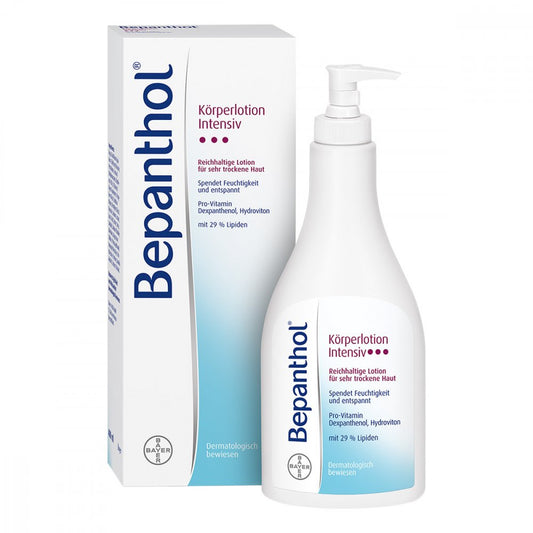 Das Produktfoto zeigt Bepanthol Intensiv Körperlotion Spenderflasche PZN 01627592
