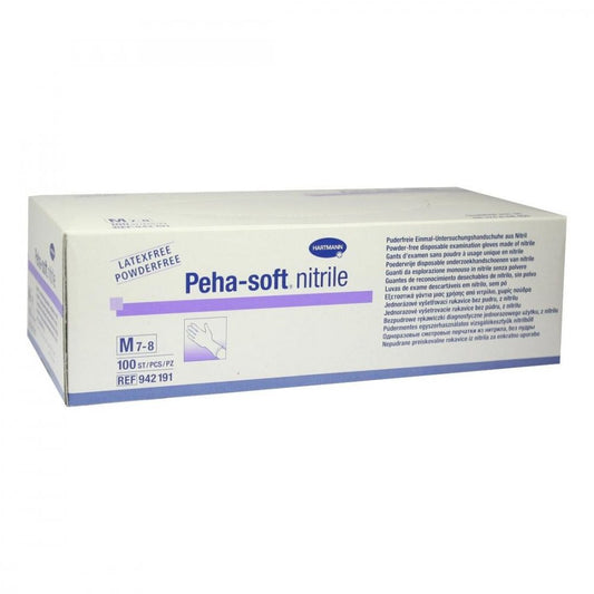 Das Produktfoto zeigt Peha-Soft Nitrile Unt.Handsch.Unste.Puderfrei M (100 stk) PZN 03538065