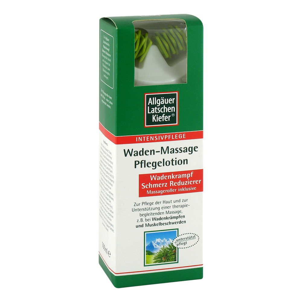 Das Produktfoto zeigt Allgäuer Latschenk. Waden-Massage Pflegelotion PZN 04552506