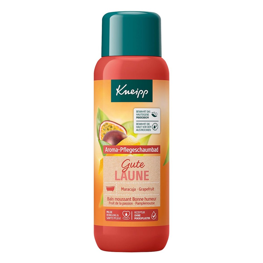 Das Produktfoto zeigt Kneipp Aroma-Pflegeschaumbad Gute Laune PZN 06127701