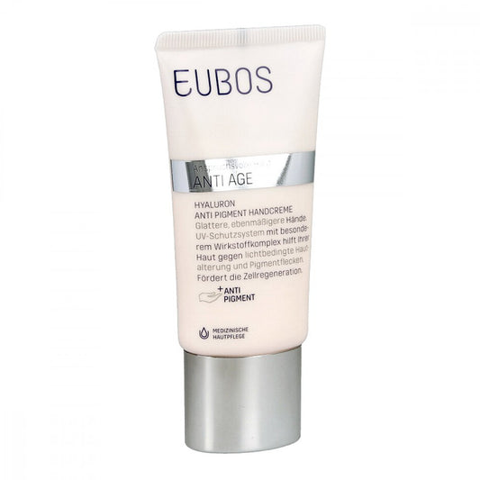 Das Produktfoto zeigt Eubos Hyaluron Anti Pigment Handcreme Lsf 15 PZN 08466577
