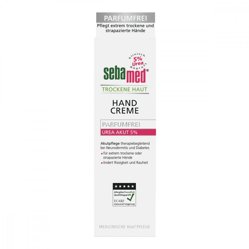 Das Produktfoto zeigt Sebamed Trockene Haut Parfümfrei Handcreme Urea 5% PZN 09726744