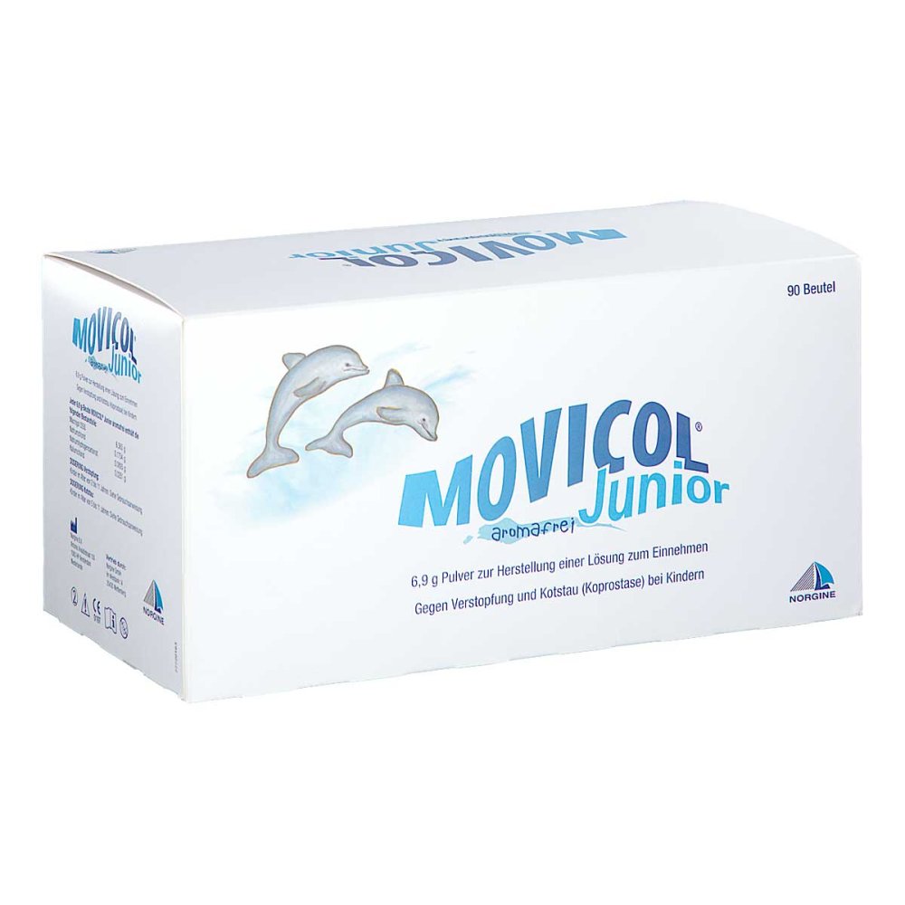 Das Produktfoto zeigt Movicol Junior Aromafrei 6,9 G Plv.Z.H.E.L.Z.Einn. (90 stk) PZN 10086830